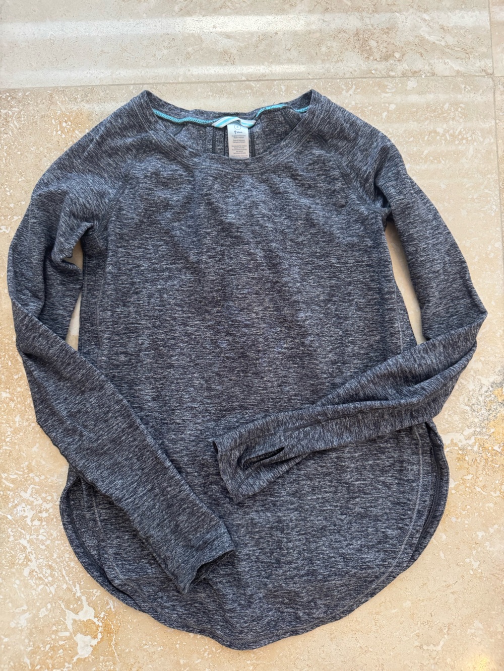Ivivva Girl’s Heathered Charcoal Scoop-Neck Long Sleeve Sweater Sz 8